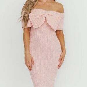 Aston Bow Front Maxi Sweater Dress in Pinkish Petal – Bump Friendly